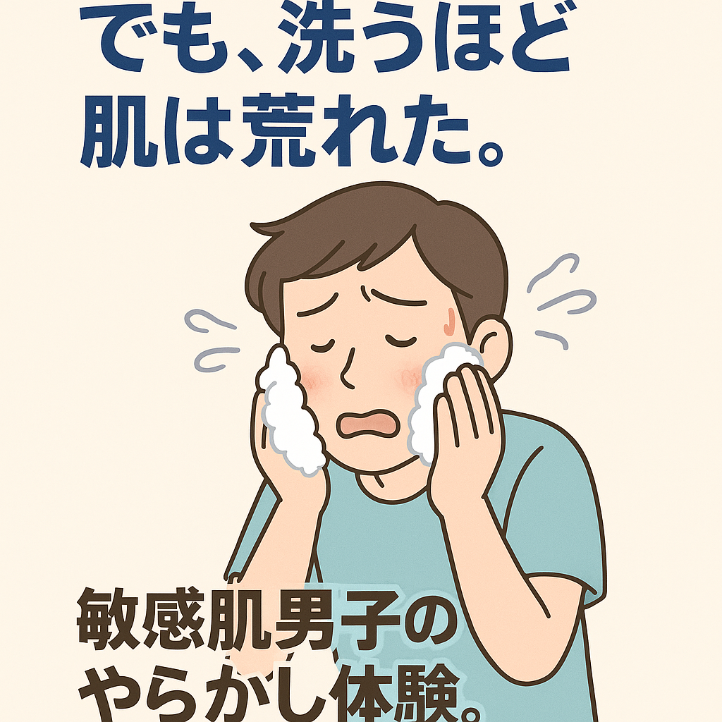 洗顔しすぎて悩む男性のイラスト